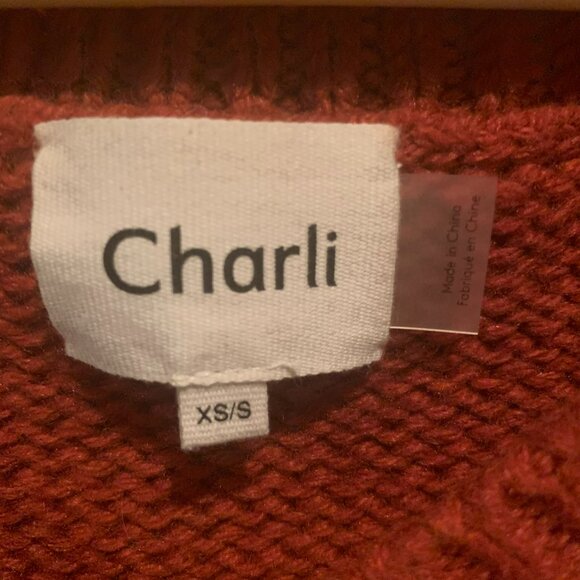 Charli London Chunky V-Neck Oversize Sweater Women's Size XS/S - Picture 4 of 7